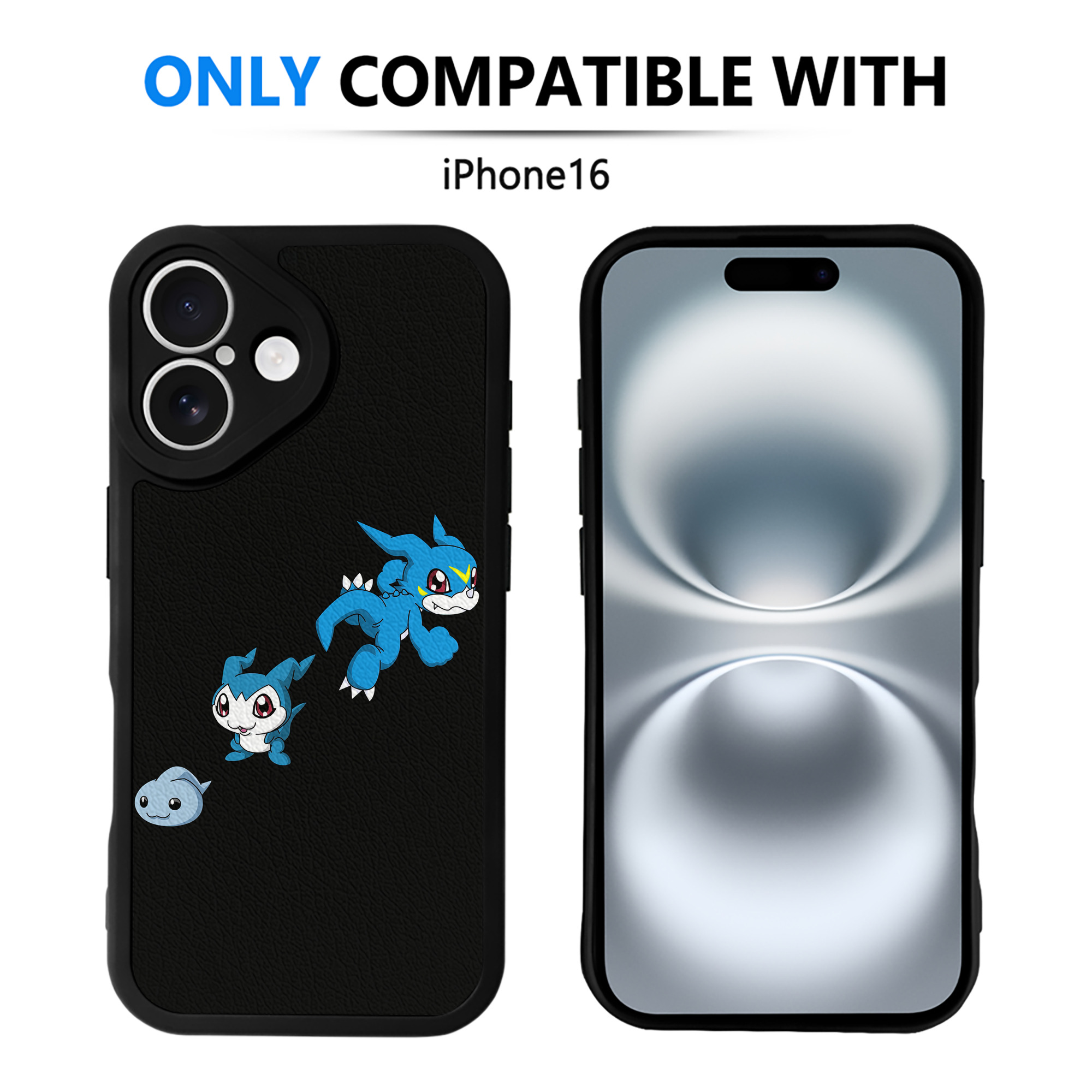 （画像用） Digimon デジタルモンスター/デジモン 【iPhone 16シリーズ対応】シリコンスマホケース（レザー調） 材質：シリコン